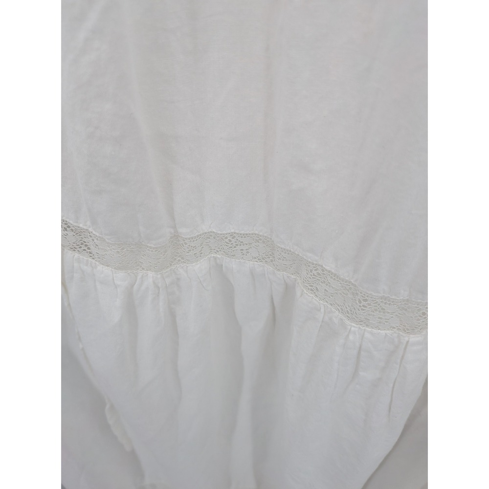 Boho Cottagecore Victorian 70s Saybury White Cotton Embroidery Lace Maxi M Gown - Picture 10 of 13